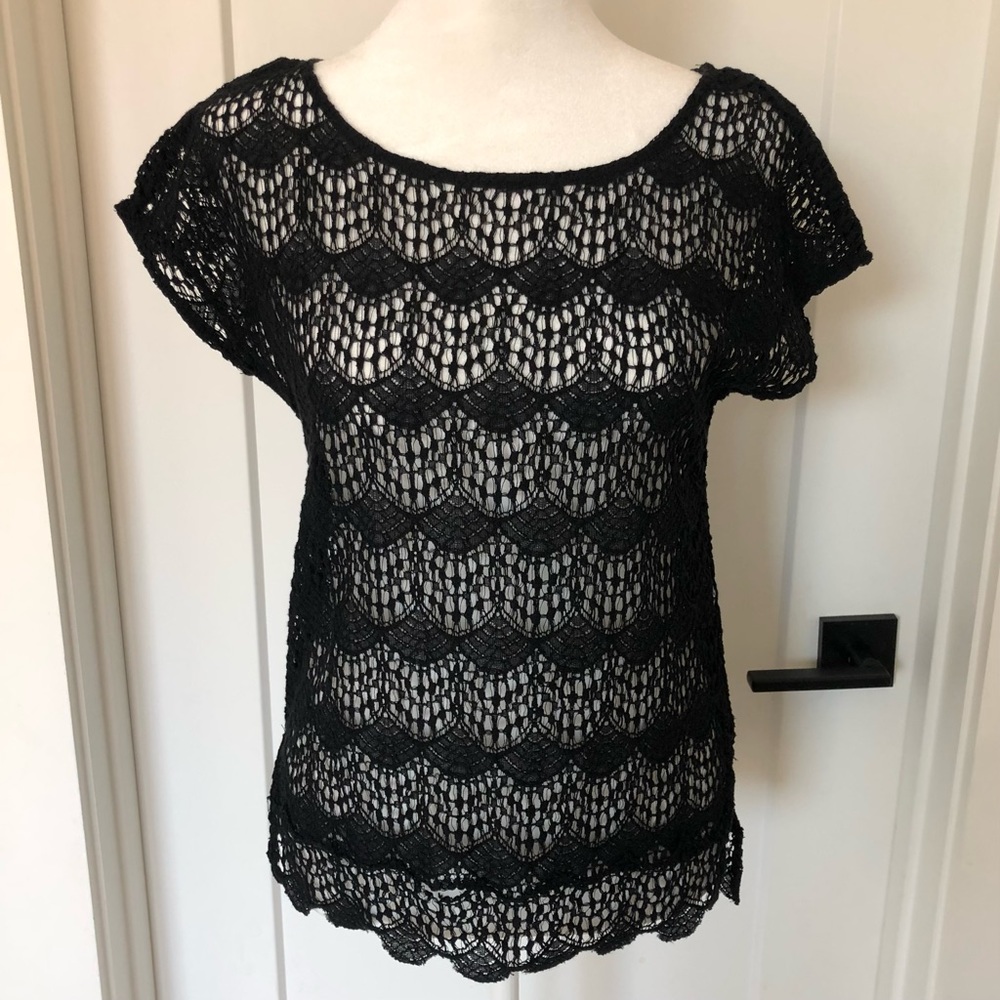 Ella Moss Black Lace Top in XS